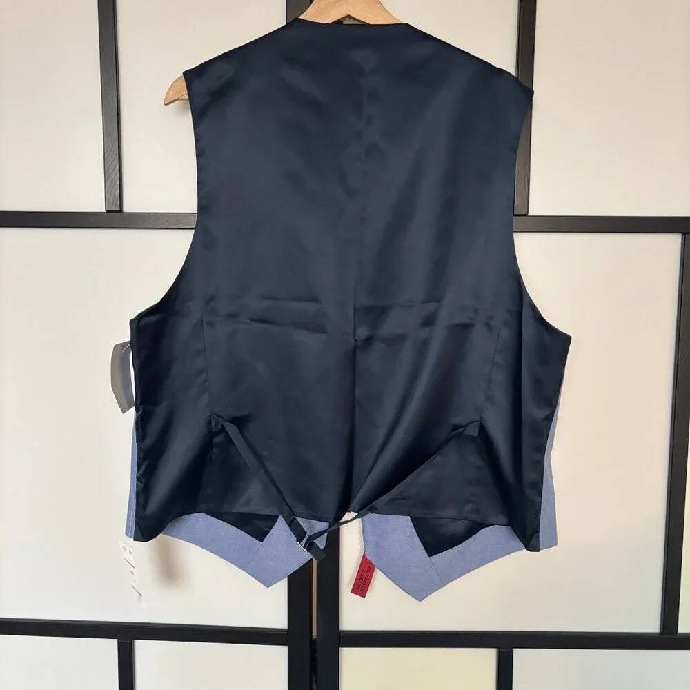 Tommy Hilfiger Mens‎ Career Suit Vest Blue Modern-Fit TH Flex Preppy Office NWT
